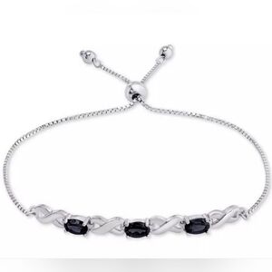 Sterling Silver 925 Sapphire Blue Stone Of Peace Bracelet ,